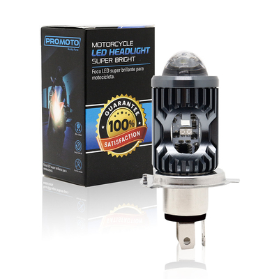 Mini luz de conducción DRL Motocicleta faro LED bombilla H4 H6 BA20D P15D Auto coche ojo de pez proyector lente de doble color