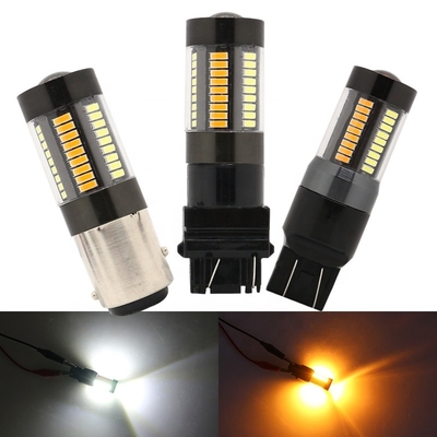 comprar Luces de señal de vuelta del freno del LED 1157 3157 7443 4014 montaña rusa amarilla blanca del color dual 66SMD 12V online manufacture