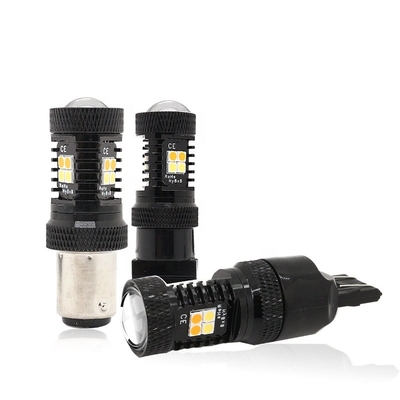 Luces de señal amarillas blancas de vuelta del freno de la montaña rusa 12V LED del color dual 1157 3157 7443 3030 16SMD