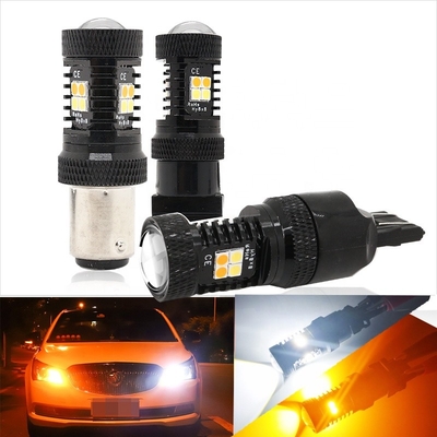 Luces de señal amarillas blancas de vuelta del freno de la montaña rusa 12V LED del color dual 1157 3157 7443 3030 16SMD