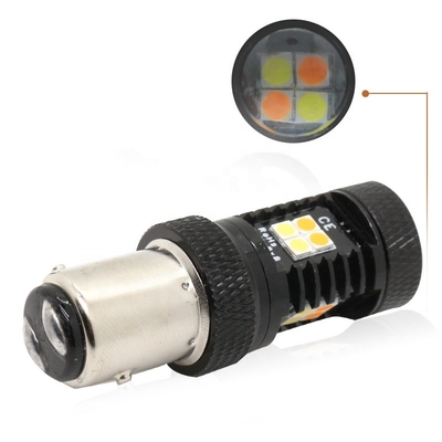 Luces de señal amarillas blancas de vuelta del freno de la montaña rusa 12V LED del color dual 1157 3157 7443 3030 16SMD