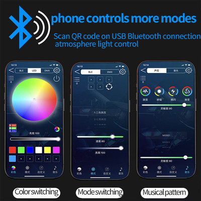 DC5V-12V RGB LED Decoración interior de automóviles Atmosfera Control de APP acrílico ligero Estilo oculto