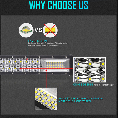 Barras de luz LED de doble fila para automóviles 200W - 1000W Perfil de aluminio