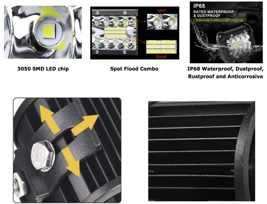 9 pulgadas de 180W de doble fila LED Light Bar Blanco / ámbar para vehículos todoterreno