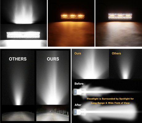 9 pulgadas de 180W de doble fila LED Light Bar Blanco / ámbar para vehículos todoterreno