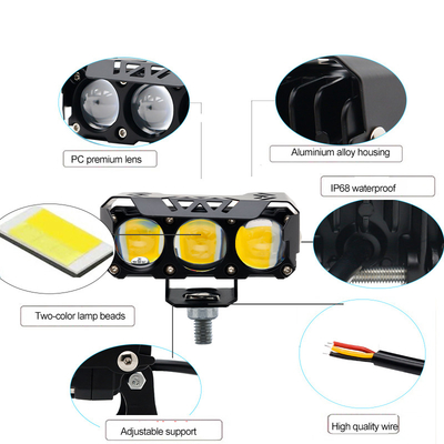 Tres globos oculares Motocicleta focos de luz LED luz de cabeza cercana amarillo blanco lejano luz auxiliar
