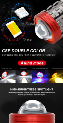 Tres globos oculares Motocicleta faros LED cercanos amarillo blanco lejano luz auxiliar