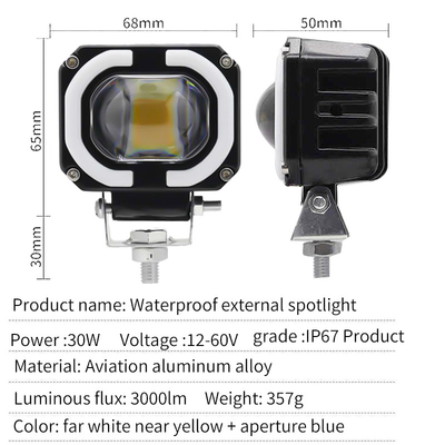 4x4 Offroad lámpara de trabajo LED faros de niebla luz de conducción 12-80V 4 pulgadas 30W doble color