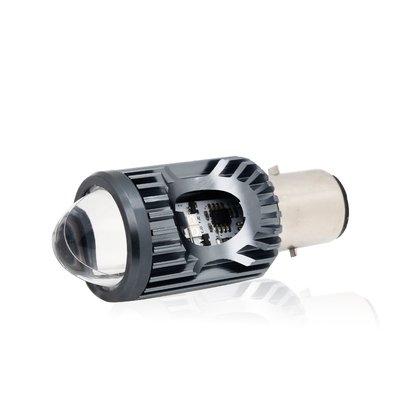 Mini luz de conducción DRL Motocicleta faro LED bombilla H4 H6 BA20D P15D Auto coche ojo de pez proyector lente de doble color