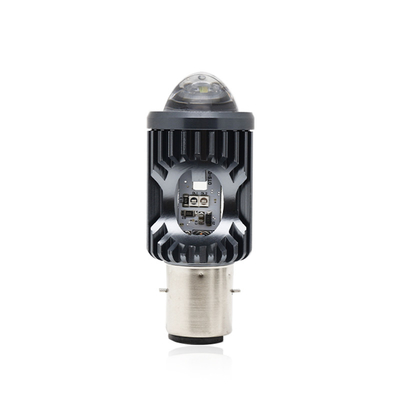 Mini luz de conducción DRL Motocicleta faro LED bombilla H4 H6 BA20D P15D Auto coche ojo de pez proyector lente de doble color