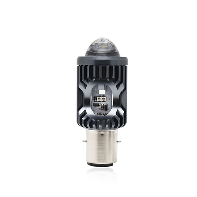 Mini luz de conducción DRL Motocicleta faro LED bombilla H4 H6 BA20D P15D Auto coche ojo de pez proyector lente de doble color