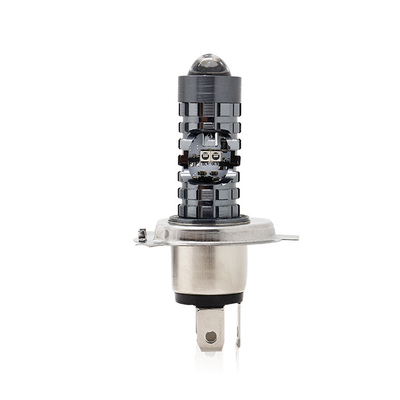 Mini luz de conducción DRL Motocicleta faro LED bombilla H4 H6 BA20D P15D Auto coche ojo de pez proyector lente de doble color