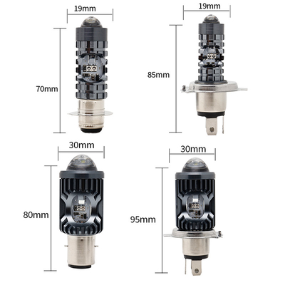 Mini luz de conducción DRL Motocicleta faro LED bombilla H4 H6 BA20D P15D Auto coche ojo de pez proyector lente de doble color