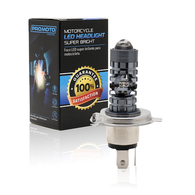 Mini luz de conducción DRL Motocicleta faro LED bombilla H4 H6 BA20D P15D Auto coche ojo de pez proyector lente de doble color