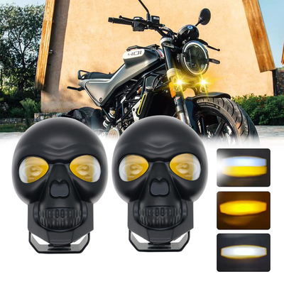 3 pulgadas 40w Motocicleta de cráneo faros Externo Spotlight LED Mini luz de conducción de doble color