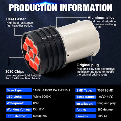 1157 BAY15D LED P21/5W 1156 BA15S P21W bombillas LED 9 SMD 3030 R5W R10W luz de cola de freno de automóvil
