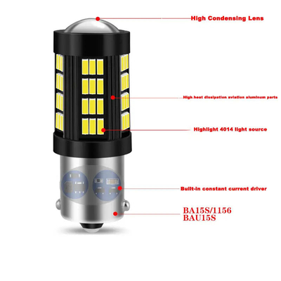 1157 1156 4014 66 SMD luz de freno LED coches de marcha atrás interior bombillas LED auto Canbus