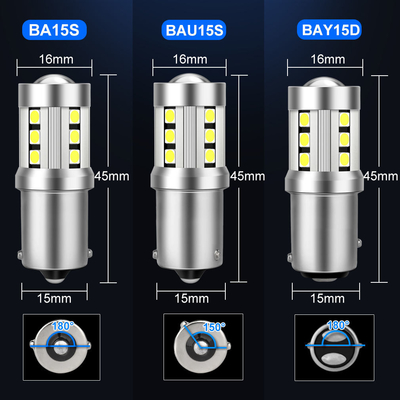 Luces de señalización de giro de automóviles LED blancas universales1156 1157 3030 15SMD bombilla LED blanca amarilla interior de la placa de licencia de Canbus LED