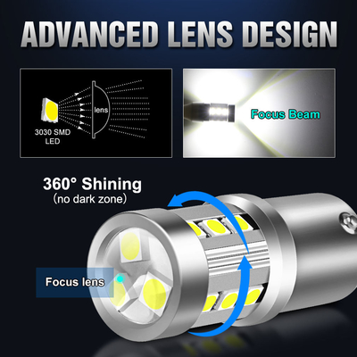 Luces de señalización de giro de automóviles LED blancas universales1156 1157 3030 15SMD bombilla LED blanca amarilla interior de la placa de licencia de Canbus LED