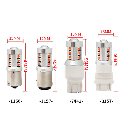 Luces de señalización de giro de automóviles LED blancas universales1156 1157 3030 15SMD bombilla LED blanca amarilla interior de la placa de licencia de Canbus LED