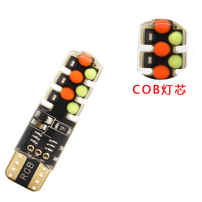 Brillo Nuevo tipo de automóvil interior bombilla LED T10 5050 6SMD color RGB con RGB con luces intermitentes de estroboscopo remoto