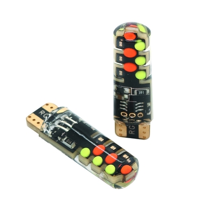 Brillo Nuevo tipo de automóvil interior bombilla LED T10 5050 6SMD color RGB con RGB con luces intermitentes de estroboscopo remoto