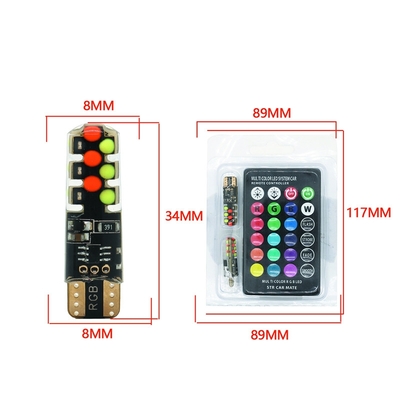 Brillo Nuevo tipo de automóvil interior bombilla LED T10 5050 6SMD color RGB con RGB con luces intermitentes de estroboscopo remoto