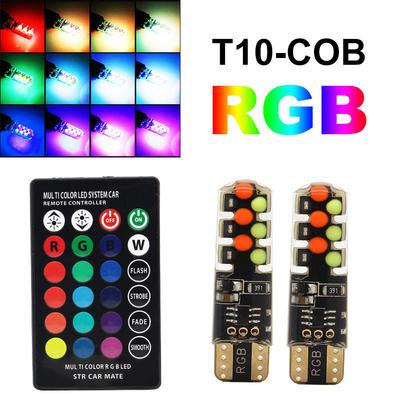 Brillo Nuevo tipo de automóvil interior bombilla LED T10 5050 6SMD color RGB con RGB con luces intermitentes de estroboscopo remoto