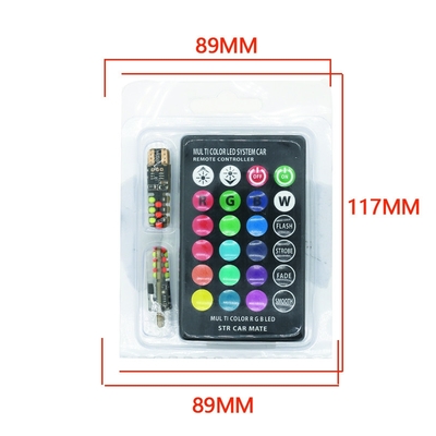 Brillo Nuevo tipo de automóvil interior bombilla LED T10 5050 6SMD color RGB con RGB con luces intermitentes de estroboscopo remoto