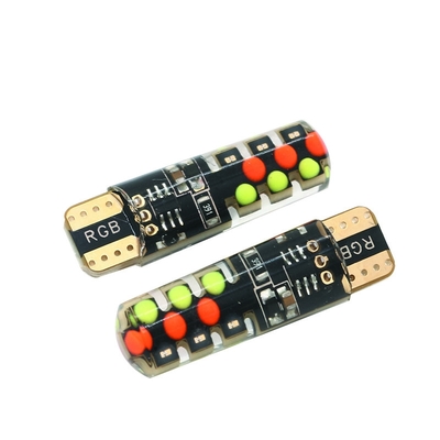 Brillo Nuevo tipo de automóvil interior bombilla LED T10 5050 6SMD color RGB con RGB con luces intermitentes de estroboscopo remoto