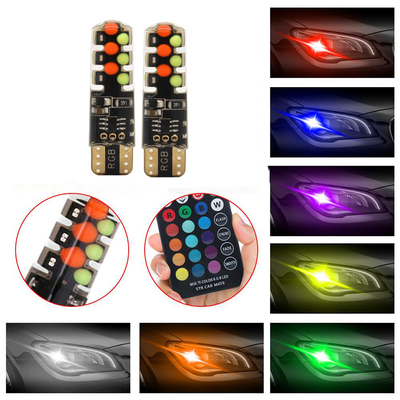 Brillo Nuevo tipo de automóvil interior bombilla LED T10 5050 6SMD color RGB con RGB con luces intermitentes de estroboscopo remoto