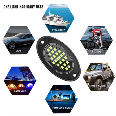 12V Chasis resistente al agua luz 2835 LED de un solo color blanco puro 24 luz de roca LED para camión Jeep ATV UTV Offroad Underglow