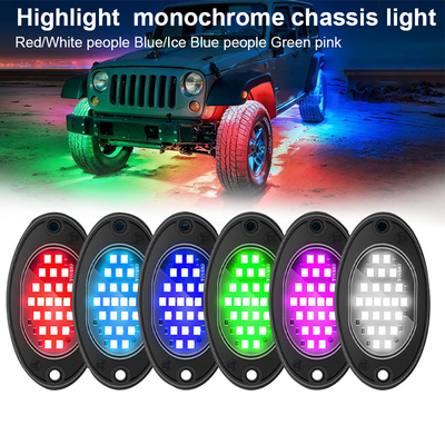 12V Chasis resistente al agua luz 2835 LED de un solo color blanco puro 24 luz de roca LED para camión Jeep ATV UTV Offroad Underglow