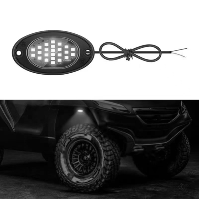 12V Chasis resistente al agua luz 2835 LED de un solo color blanco puro 24 luz de roca LED para camión Jeep ATV UTV Offroad Underglow