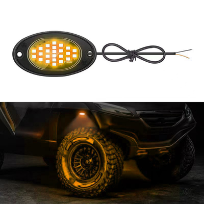 12V Chasis resistente al agua luz 2835 LED de un solo color blanco puro 24 luz de roca LED para camión Jeep ATV UTV Offroad Underglow