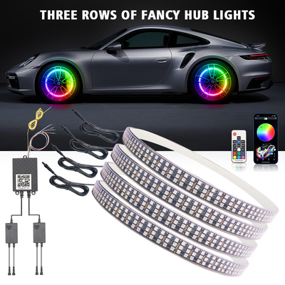 RGB SMD 5050 LED Strip IP67 Impermeable rueda de coche LED Hub luz de color RGB rueda LED luces para llantas de coche con control de la aplicación