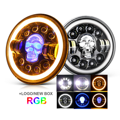 linternas de la motocicleta LED de la ronda 7Inch para Harley Royal Enfield 12000lm