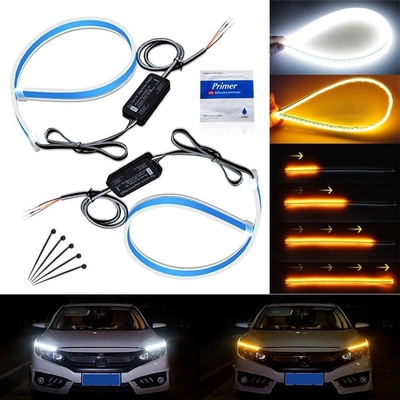 Luces corrientes diurnas de Drl del silicón de la barra que fluyen los 45CM 17,7” tiras de tubo de Amber Flexible LED del blanco