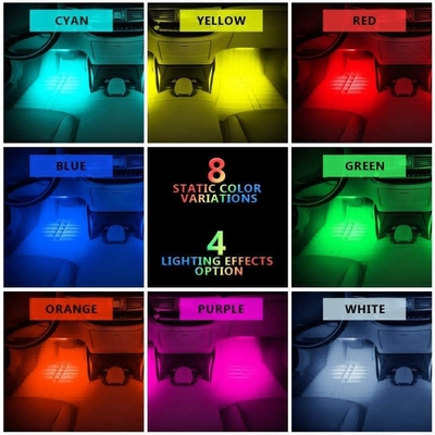 4 PC 48 luces interiores llevadas IP65 de la atmósfera del coche de la tira con el control portuario de USB APP