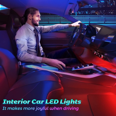 4 PC 48 luces interiores llevadas IP65 de la atmósfera del coche de la tira con el control portuario de USB APP
