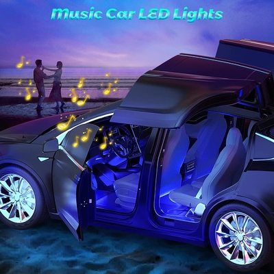 4 PC 48 luces interiores llevadas IP65 de la atmósfera del coche de la tira con el control portuario de USB APP