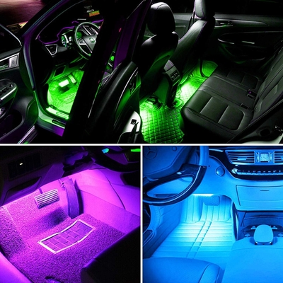 4 PC 48 luces interiores llevadas IP65 de la atmósfera del coche de la tira con el control portuario de USB APP